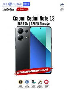 Redmi Note 13 - 8GB RAM - 128GB Storage - PTA Approved - 12 Months Warranty - Black - The Original Bro Mobiles - TOB36